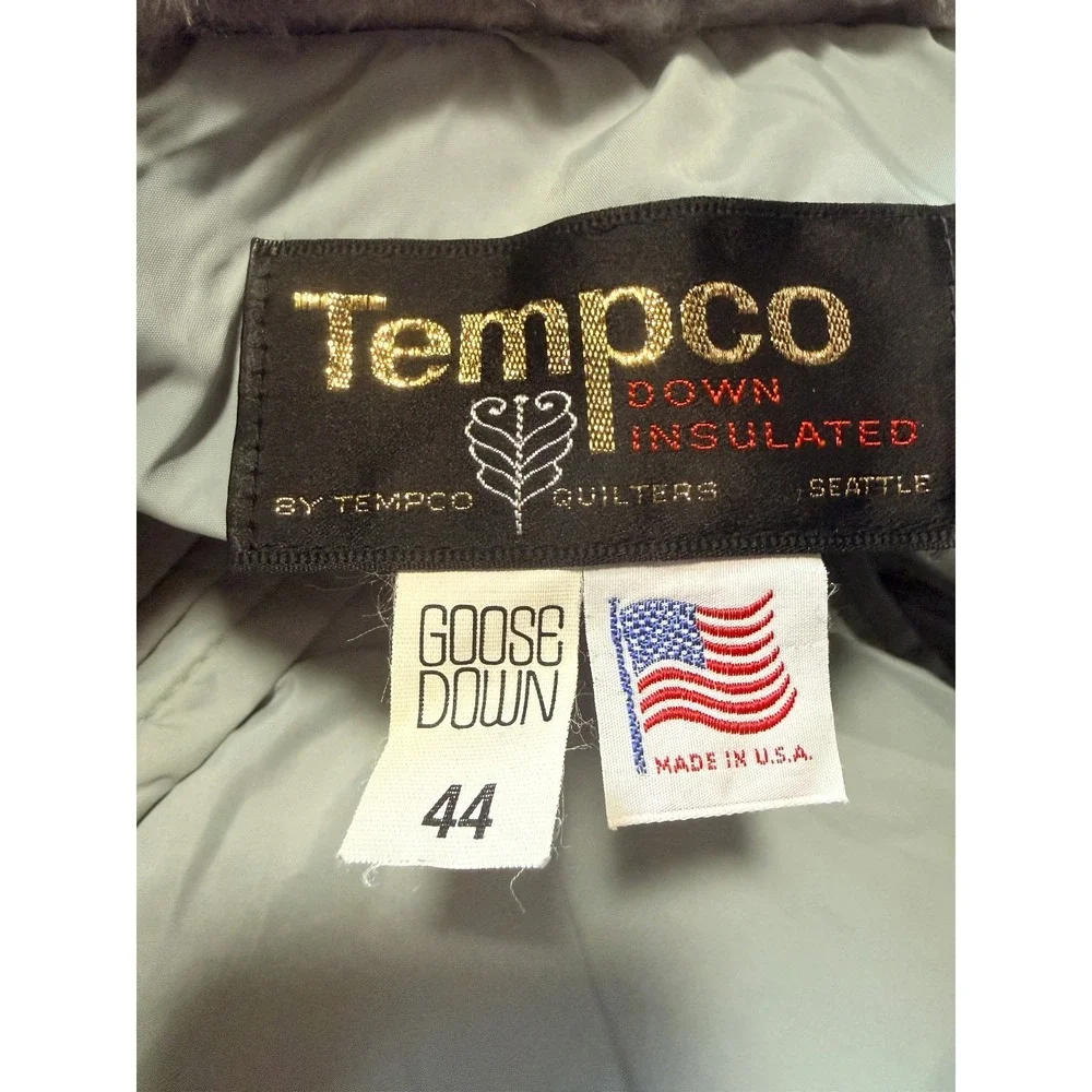 TEMPCO - Men's VTG 70s USA Goose Down Quilted Insulated Puffer Jacket - Size 44‎